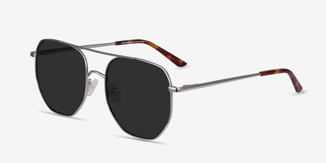 Impossible Silver MetalSunglass Frames from EyeBuyDirect, Angle View