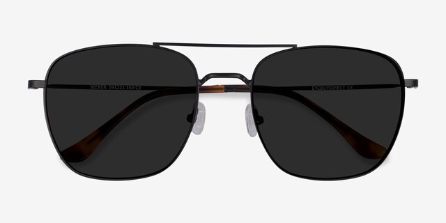 Seeker Black MetalSunglass Frames from EyeBuyDirect, Closed View