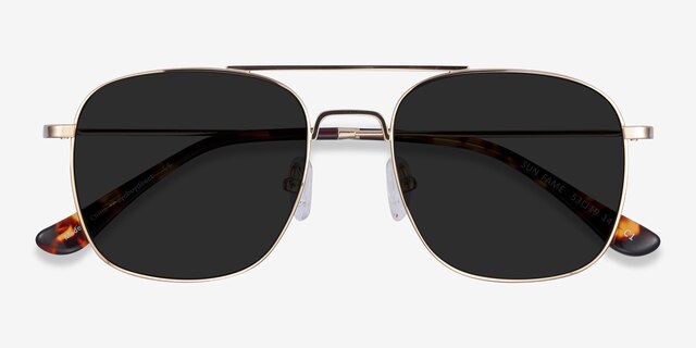 Sun Fame Golden MetalSunglass Frames from EyeBuyDirect, Closed View