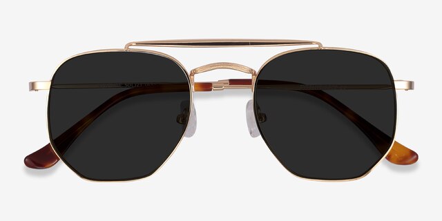Venture Golden MetalSunglass Frames from EyeBuyDirect, Closed View