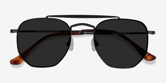 Venture Black MetalSunglass Frames from EyeBuyDirect, Closed View