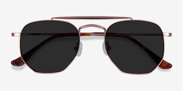 Venture Rose Gold MetalSunglass Frames from EyeBuyDirect, Closed View
