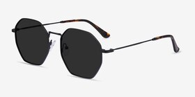 Sun Octave Noir Métal Soleil de Lunette de vue d'EyeBuyDirect, Vue d'Angle