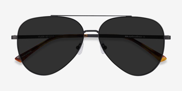Flier Noir MétalSoleil de Lunette de vue d'EyeBuyDirect, Vue Rapprochée
