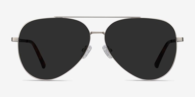 Flier Silver MetalSunglass Frames from EyeBuyDirect, Front View