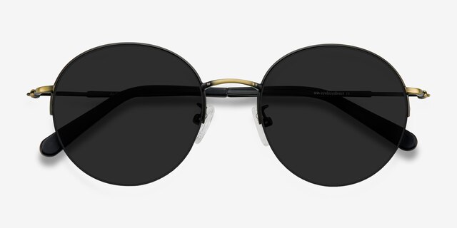 Sun Albee Black Bronze MetalSunglass Frames from EyeBuyDirect, Closed View