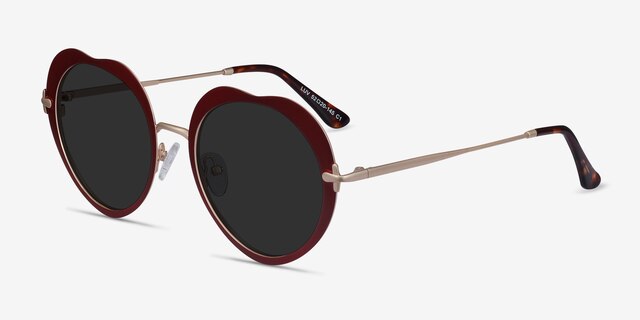 Luv Burgundy MetalSunglass Frames from EyeBuyDirect, Angle View
