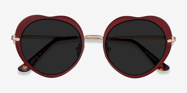 Luv Burgundy MetalSunglass Frames from EyeBuyDirect, Closed View
