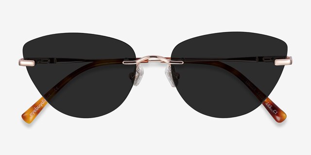 Linger Rose Gold MetalSunglass Frames from EyeBuyDirect, Closed View