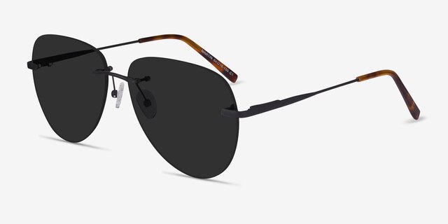 Martin Matte Black MetalSunglass Frames from EyeBuyDirect, Angle View