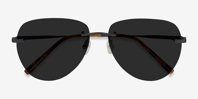 Martin Matte Black MetalSunglass Frames from EyeBuyDirect, Closed View