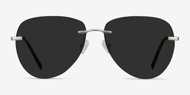Martin Matte Silver MetalSunglass Frames from EyeBuyDirect, Front View