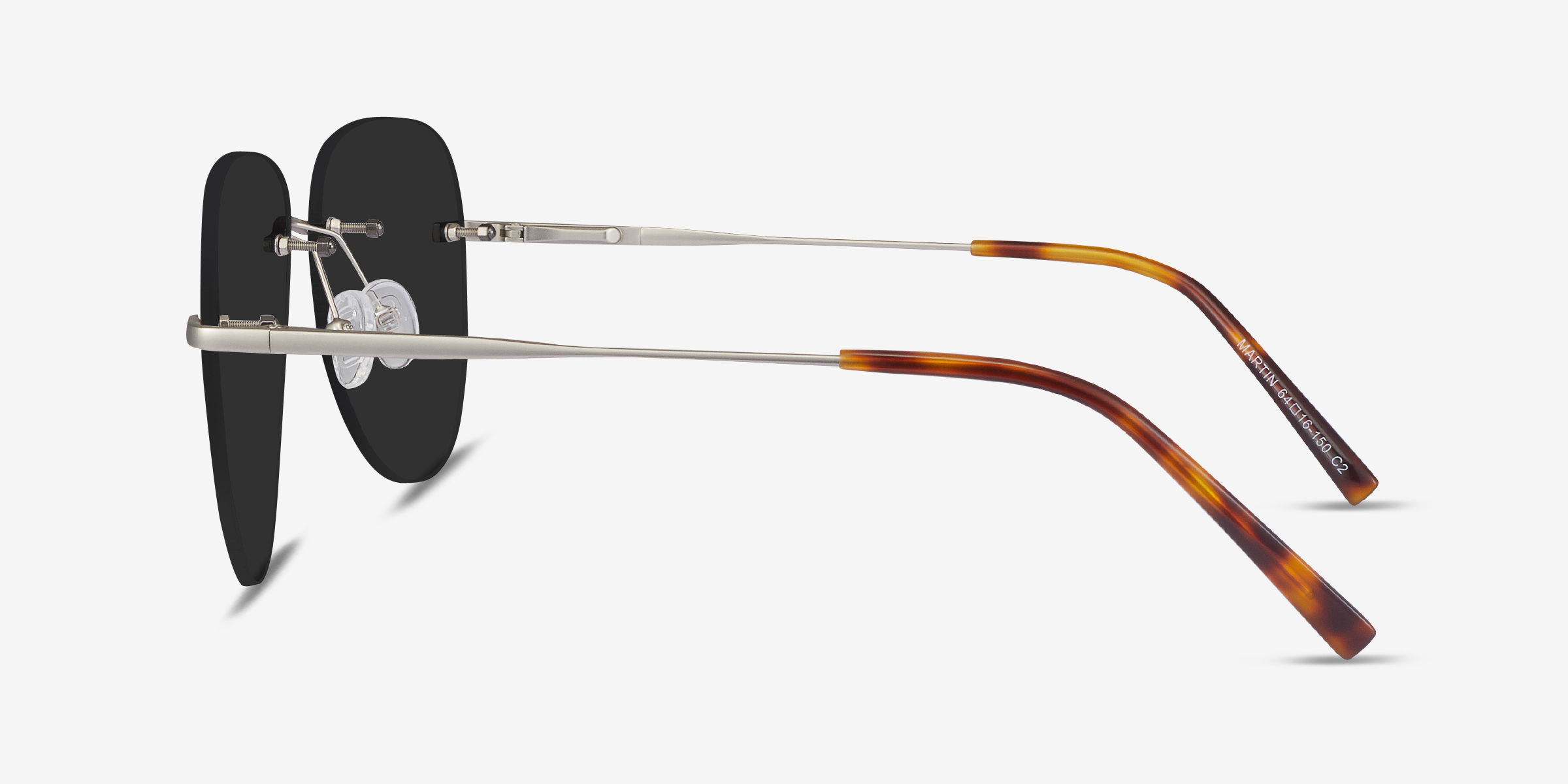 Martin - Aviator Matte Silver Frame Sunglasses For Men | Eyebuydirect