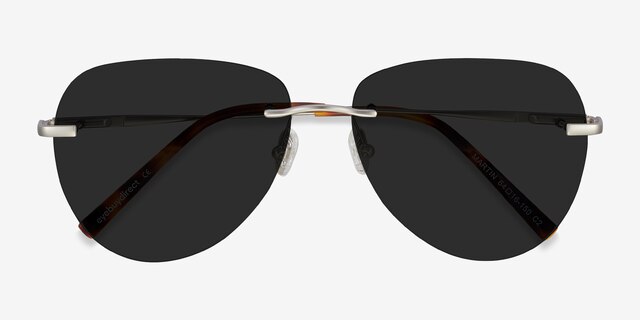 Martin Matte Silver MetalSunglass Frames from EyeBuyDirect, Closed View