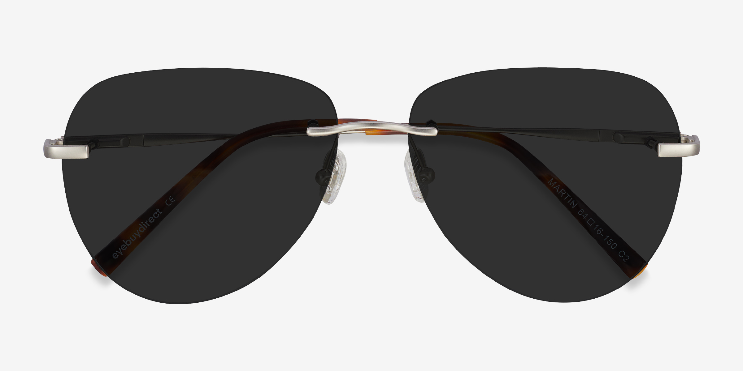 Martin - Aviator Matte Silver Frame Sunglasses For Men | Eyebuydirect