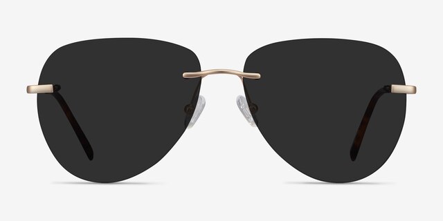 Martin Matte Gold MetalSunglass Frames from EyeBuyDirect, Front View
