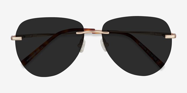 Martin Matte Gold MetalSunglass Frames from EyeBuyDirect, Closed View