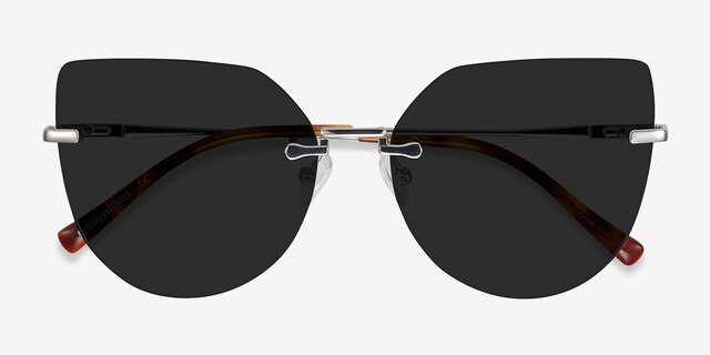 Toyah Silver MetalSunglass Frames from EyeBuyDirect, Closed View