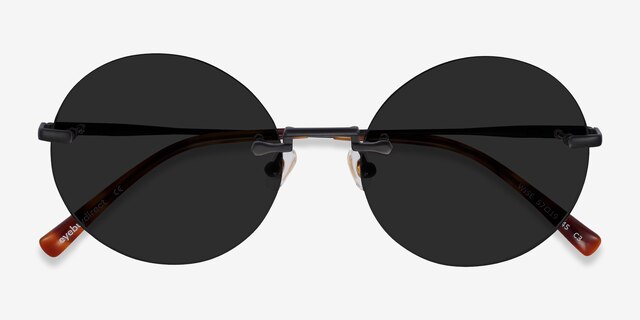 Wise Black MetalSunglass Frames from EyeBuyDirect, Closed View