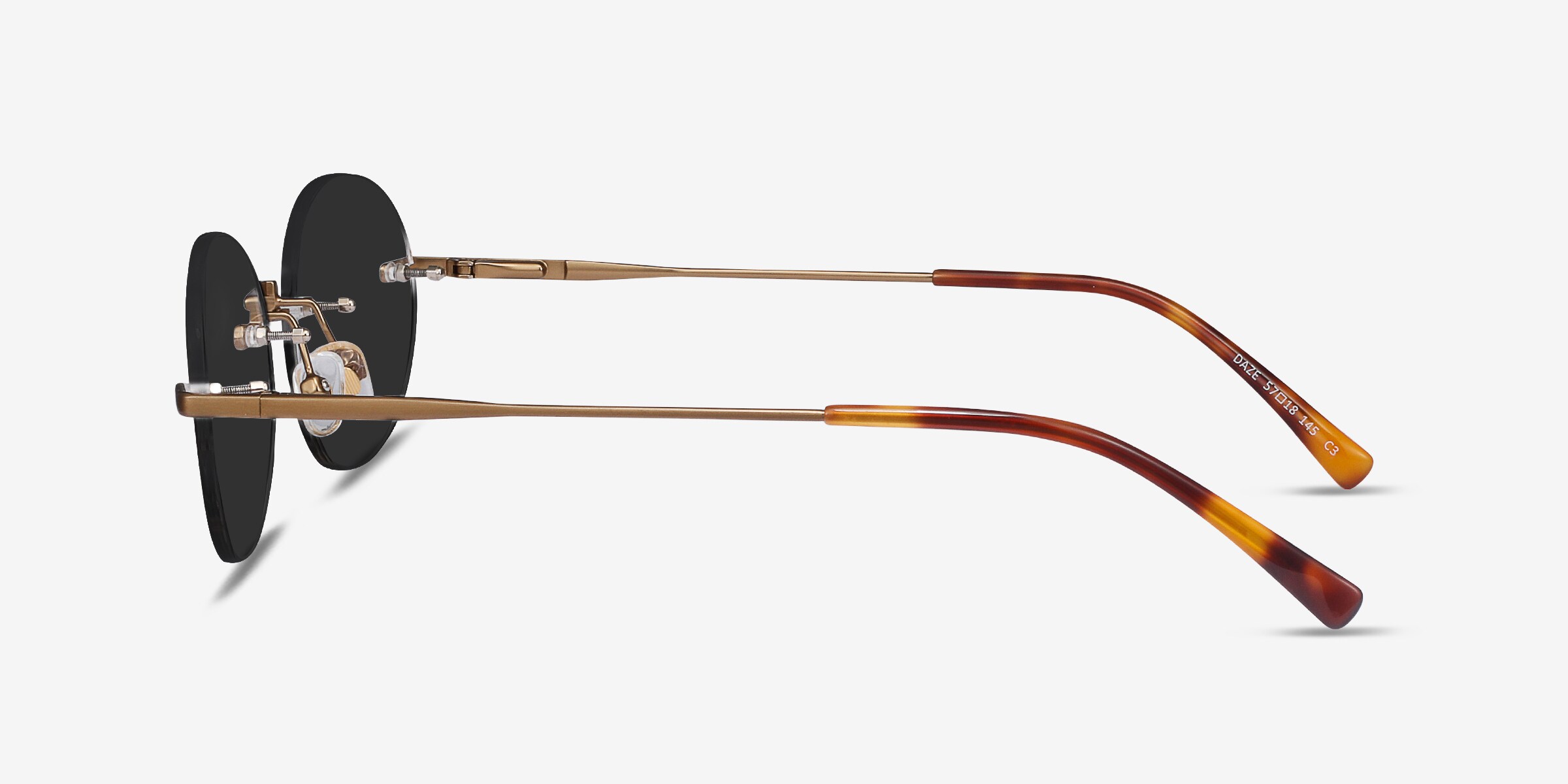 Daze - Oval Light Gold Frame Prescription Sunglasses | Eyebuydirect