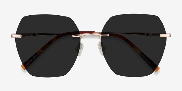Genoa Rose Gold MetalSunglass Frames from EyeBuyDirect, Closed View