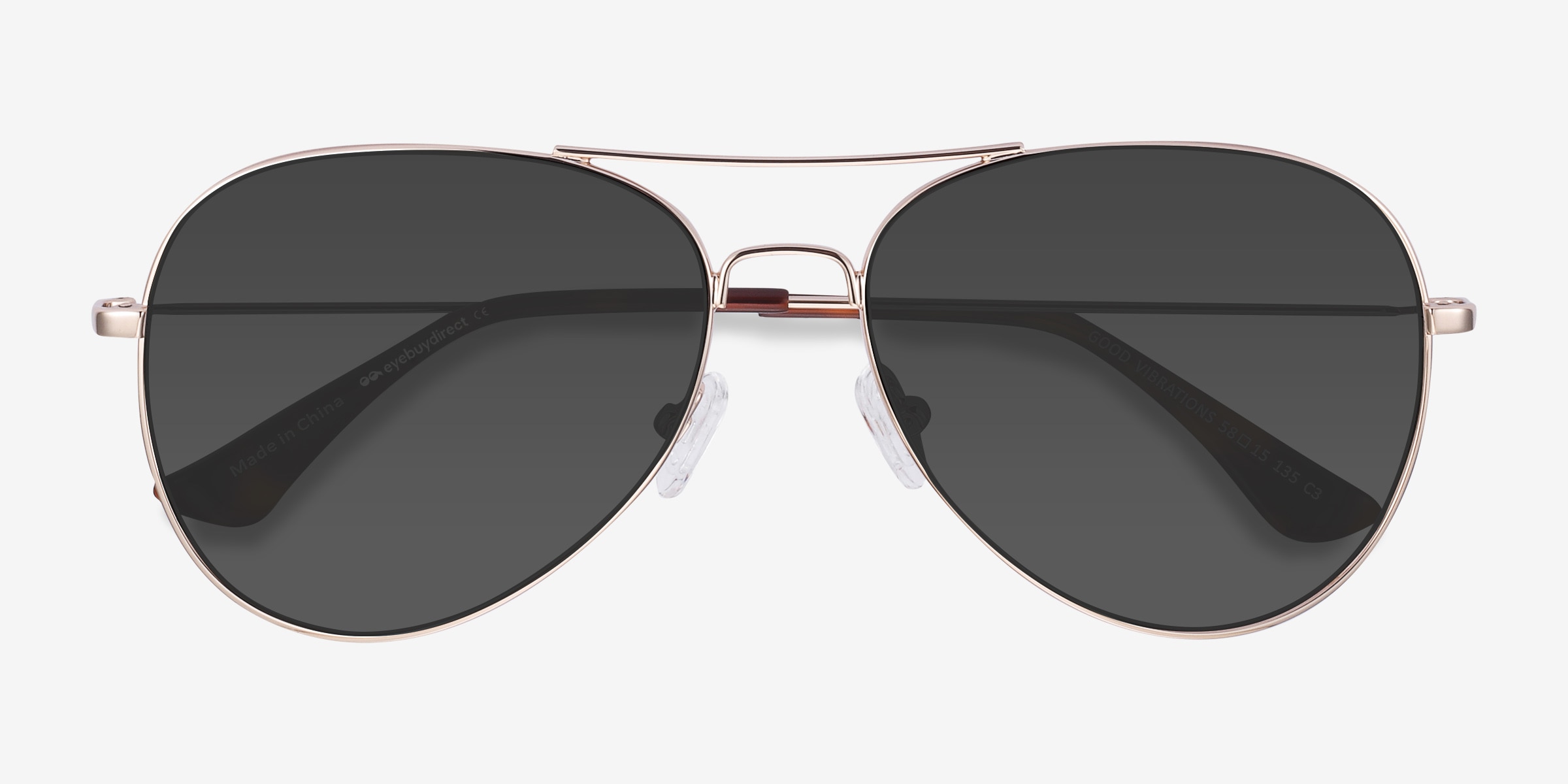 Eye Buy Direct Sunglasses Gold Tone Aviator Gold Classic Titanium Aviator Tinted Sunglasses with Light  main image 2