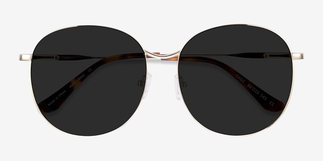 Sage Gold MetalSunglass Frames from EyeBuyDirect, Closed View