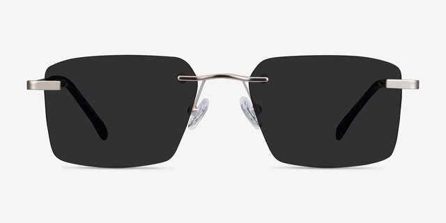 Invent Matte Silver MetalSunglass Frames from EyeBuyDirect, Front View