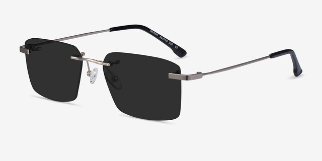 Invent Matte Silver MetalSunglass Frames from EyeBuyDirect, Angle View