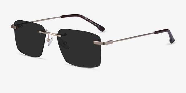 Invent Matte Gold MetalSunglass Frames from EyeBuyDirect, Angle View