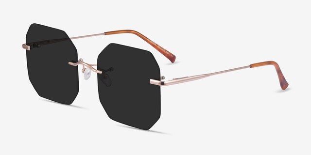 Elmira Rose Gold MetalSunglass Frames from EyeBuyDirect, Angle View