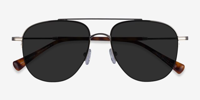 Garros Silver Tortoise MetalSunglass Frames from EyeBuyDirect, Closed View