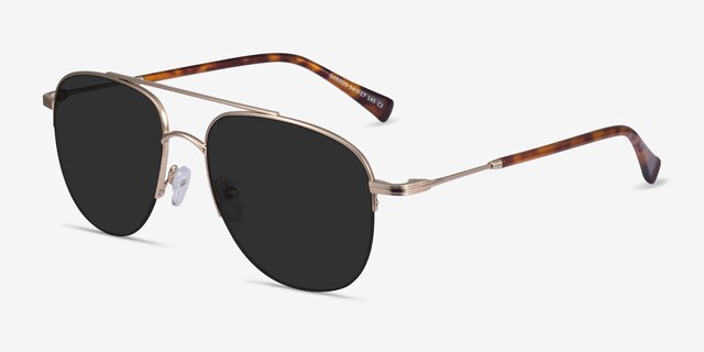 Garros Gold Tortoise MetalSunglass Frames from EyeBuyDirect, Angle View