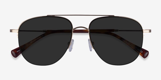 Garros Gold Tortoise MetalSunglass Frames from EyeBuyDirect, Closed View