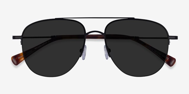 Garros Black Tortoise MetalSunglass Frames from EyeBuyDirect, Closed View