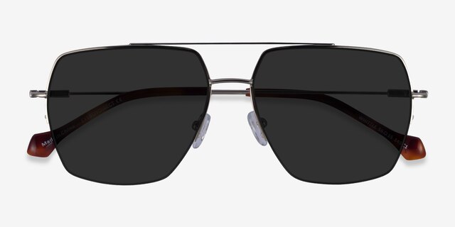 Whittle Silver MetalSunglass Frames from EyeBuyDirect, Closed View