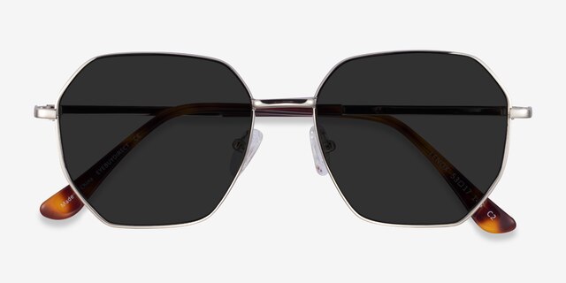 Lenox Silver MetalSunglass Frames from EyeBuyDirect, Closed View