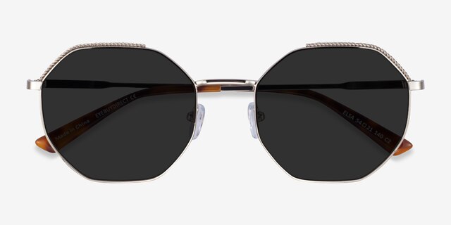 Elsa Silver MetalSunglass Frames from EyeBuyDirect, Closed View