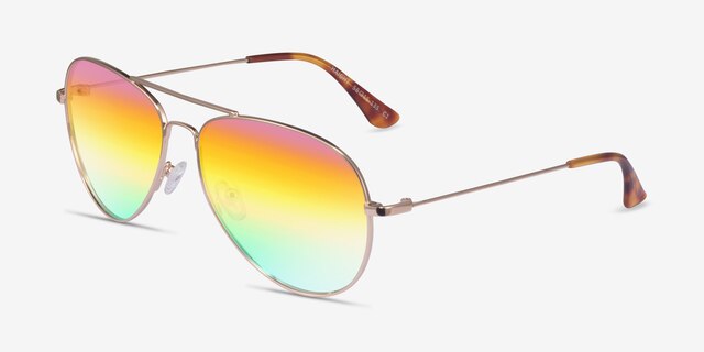 Haight Gold MetalSunglass Frames from EyeBuyDirect, Angle View