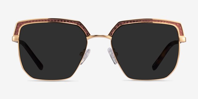 Inventus Brown Gold MetalSunglass Frames from EyeBuyDirect, Front View