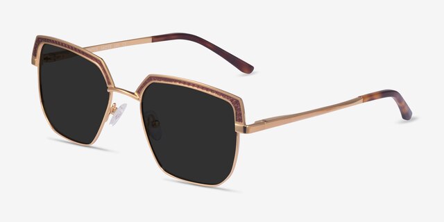 Inventus Brown Gold MetalSunglass Frames from EyeBuyDirect, Angle View