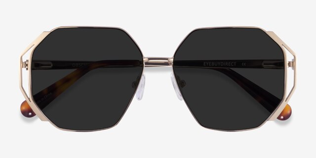 Obscura Doré MétalSoleil de Lunette de vue d'EyeBuyDirect, Vue Rapprochée