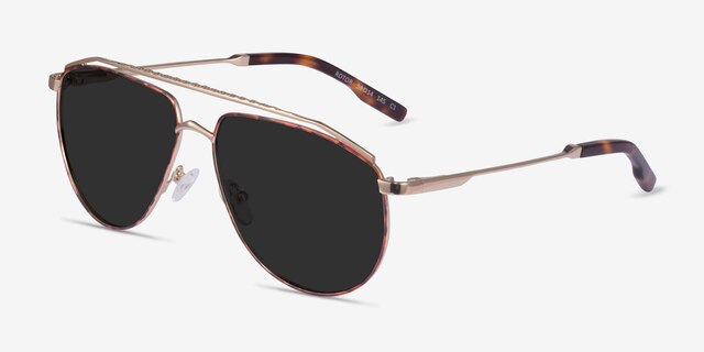 Rotor Tortoise Gold MetalSunglass Frames from EyeBuyDirect, Angle View