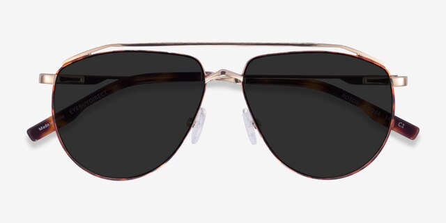 Rotor Tortoise Gold MetalSunglass Frames from EyeBuyDirect, Closed View