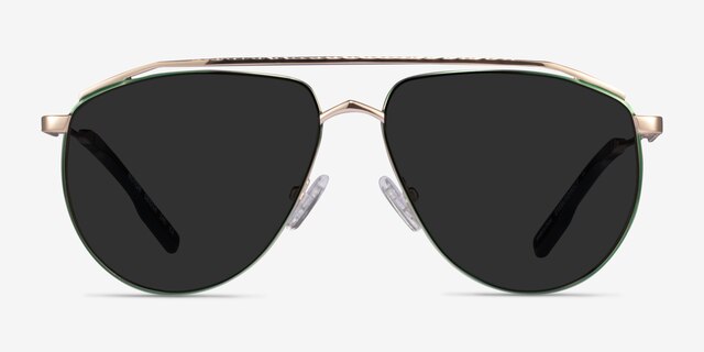Rotor Green Gold MetalSunglass Frames from EyeBuyDirect, Front View