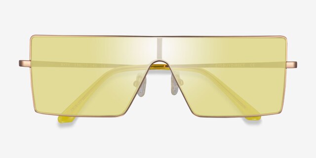 Byte Matte Gold MetalSunglass Frames from EyeBuyDirect, Closed View