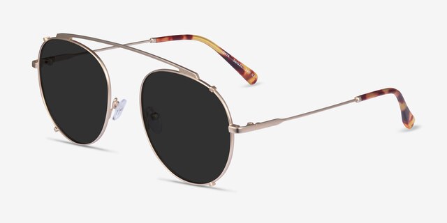 Data Matte Gold MetalSunglass Frames from EyeBuyDirect, Angle View