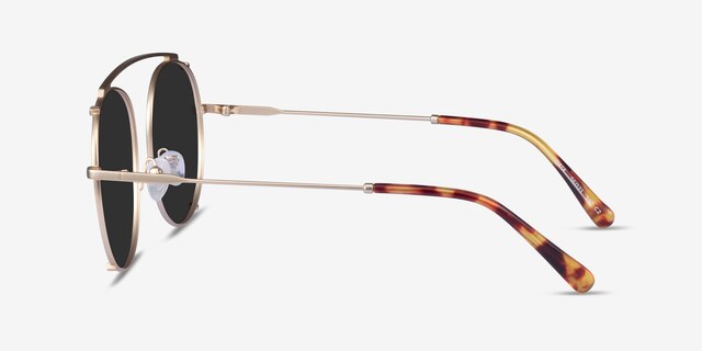 Data Matte Gold MetalSunglass Frames from EyeBuyDirect, Side View