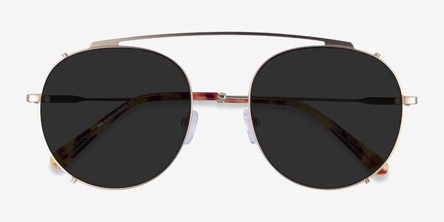 Data Matte Gold MetalSunglass Frames from EyeBuyDirect, Closed View