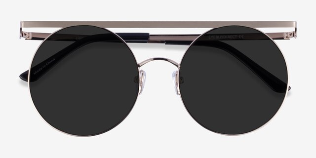 Lineal Light Gold MetalSunglass Frames from EyeBuyDirect, Closed View